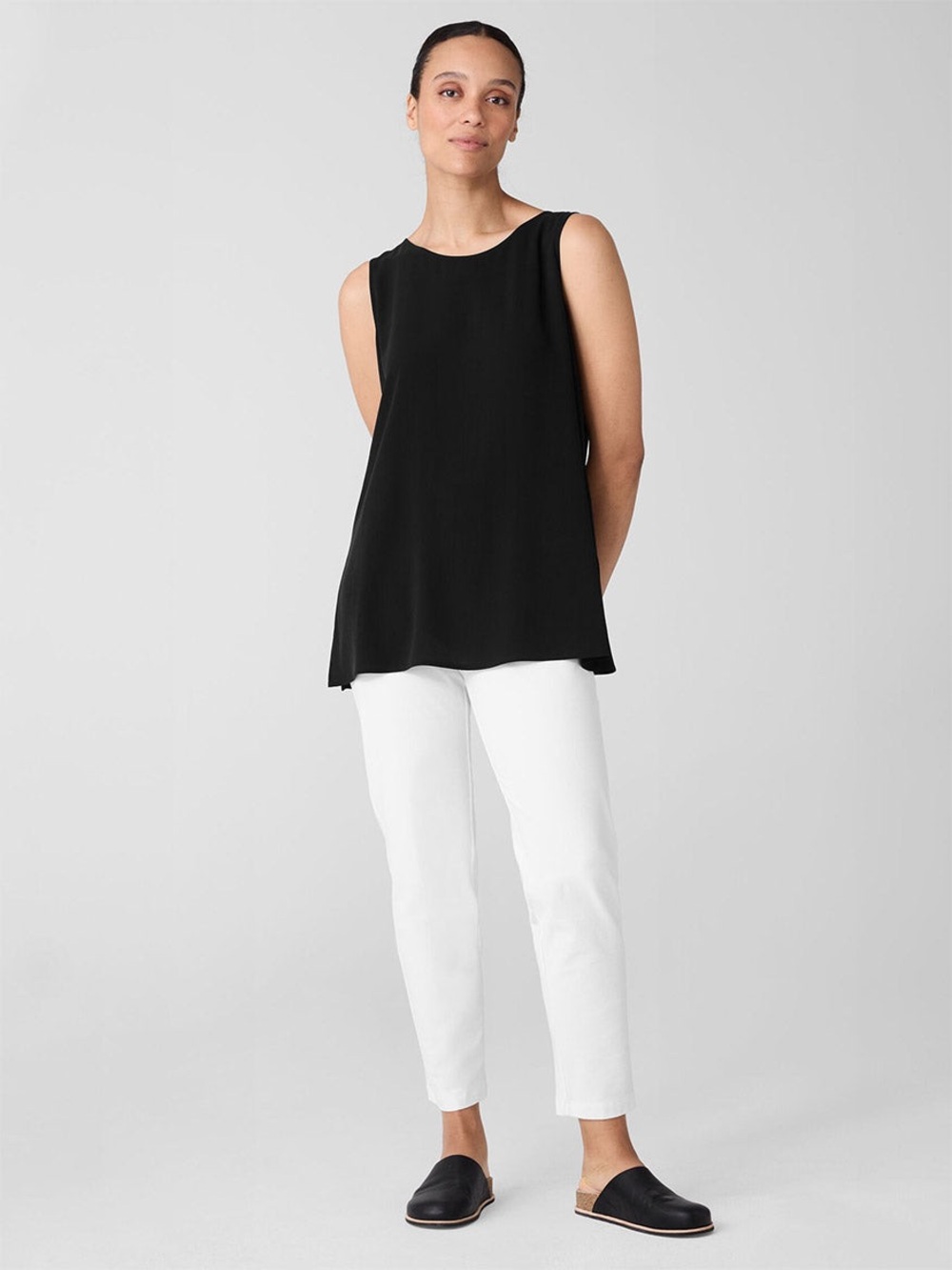 Eileen Fisher White Slim Fit Washable Crepe Knit Pants SZ M